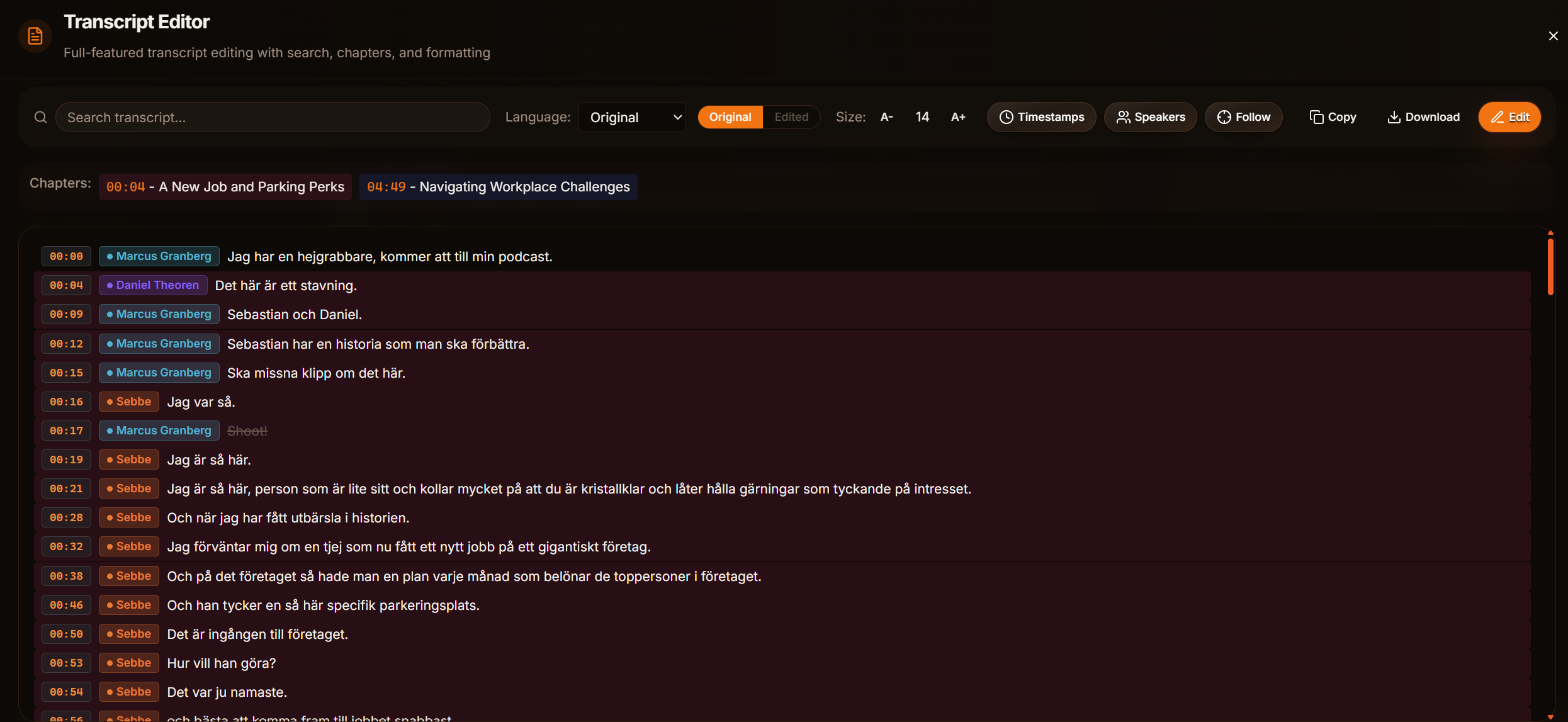 Generated show notes with a summary, chapter list, and references